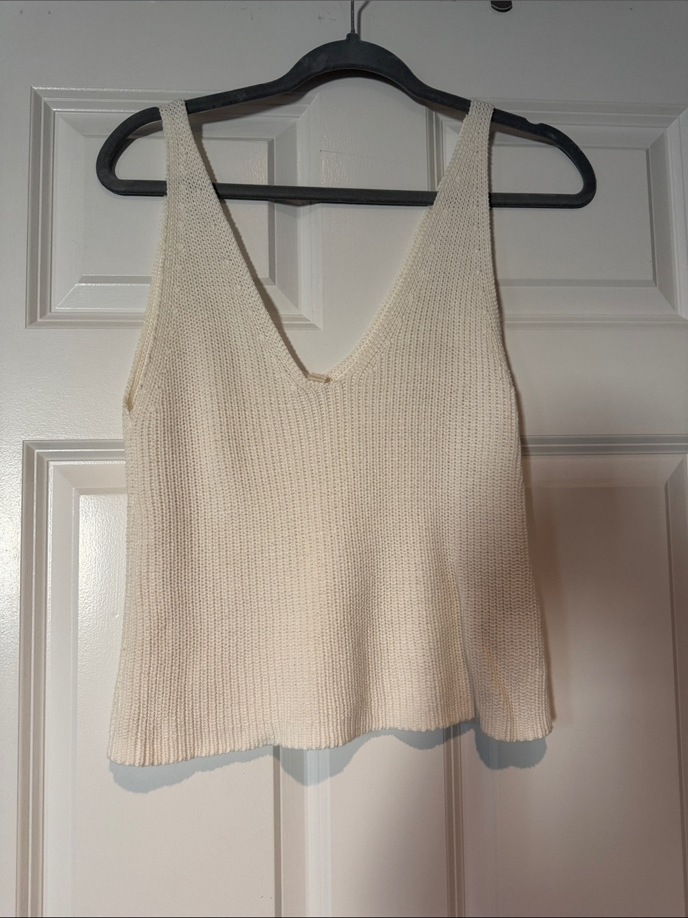 Le Lis Cream Knit V-Neck Tank Top
